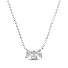 Pear-Shaped Diamond Three-Stone Necklace 1/3 ct tw 10K White Gold 18"