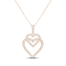 KAY Lab-Grown Diamonds Overlapping Double Heart Necklace 1/2 ct tw 14K Rose Gold 18"