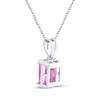 Thumbnail Image 3 of Emerald-Cut Pink Lab-Created Sapphire Solitaire Necklace Sterling Silver 18"