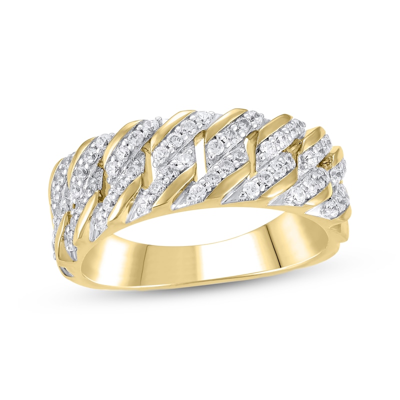 Main Image 1 of Men's Diamond Chain Link Ring 3/4 ct tw 14K Yellow Gold