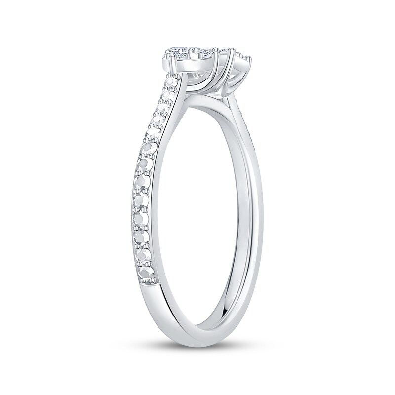 Main Image 2 of Multi-Diamond Pear & Rectangle Toi et Moi Fashion Ring 1/6 ct tw 10K White Gold
