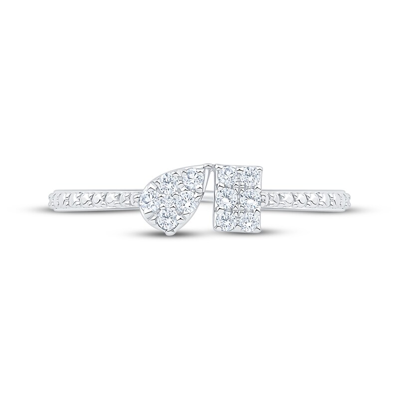 Main Image 3 of Multi-Diamond Pear & Rectangle Toi et Moi Fashion Ring 1/6 ct tw 10K White Gold