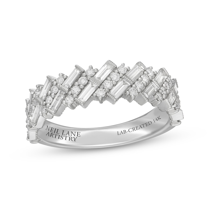 Main Image 1 of Neil Lane Artistry Baguette & Round-Cut Lab-Grown Diamond Anniversary Ring 1 ct tw 14K White Gold