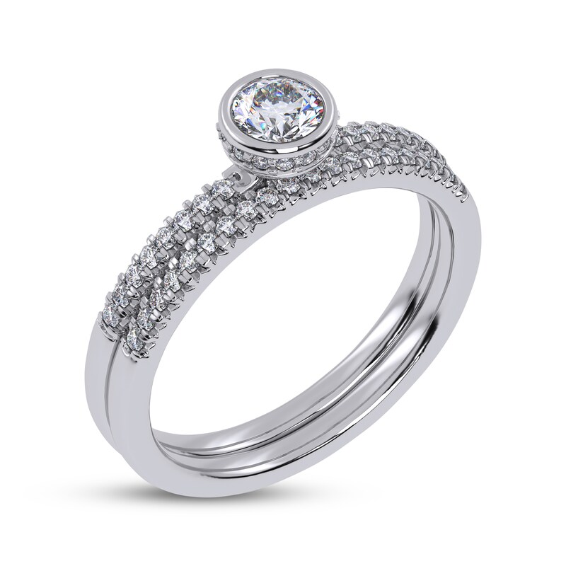 Main Image 2 of Adore Round-Cut Diamond Bezel-Set Bridal Set 1/2 ct tw 14K White Gold