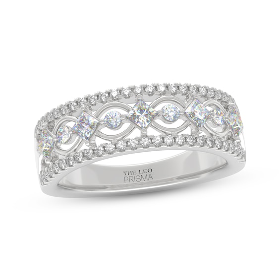 THE LEO Prisma Diamond Princess & Round-Cut Anniversary Ring 3/4 ct tw 14K White Gold