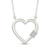 Thumbnail Image 1 of Diamond Heart Lock Necklace 1/20 ct tw Sterling Silver 18"