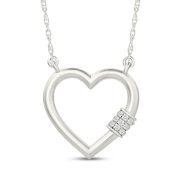 Diamond Heart Lock Necklace 1/20 ct tw Sterling Silver 18"