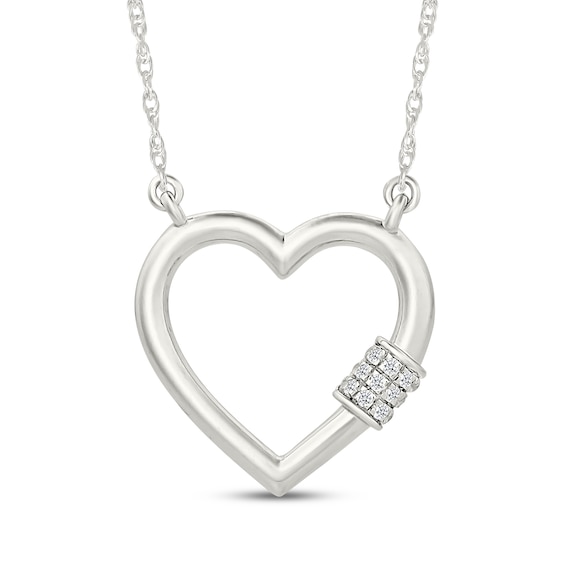 Diamond Heart Lock Necklace 1/20 ct tw Sterling Silver 18"