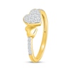 Thumbnail Image 2 of Multi-Diamond Double Heart Fashion Ring 1/4 ct tw 10K Yellow Gold