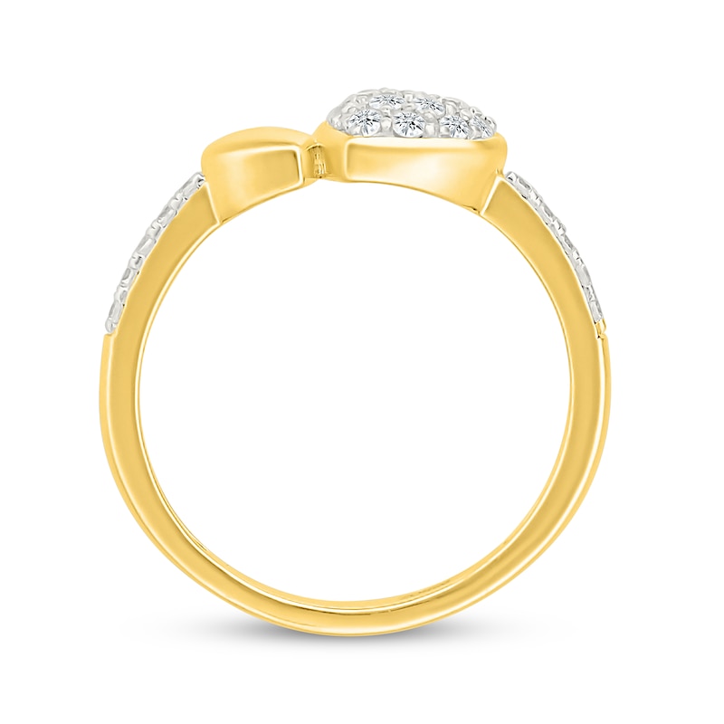 Main Image 3 of Multi-Diamond Double Heart Fashion Ring 1/4 ct tw 10K Yellow Gold