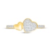 Thumbnail Image 4 of Multi-Diamond Double Heart Fashion Ring 1/4 ct tw 10K Yellow Gold