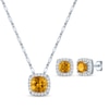 Thumbnail Image 1 of Cushion-Cut Citrine & White Lab-Created Sapphire Gift Set Sterling Silver