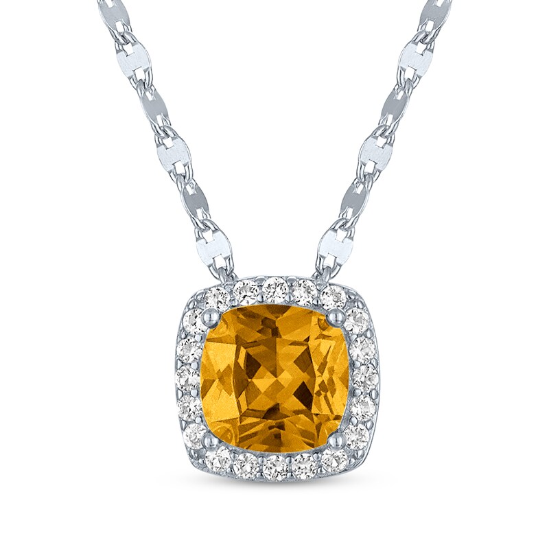 Main Image 2 of Cushion-Cut Citrine & White Lab-Created Sapphire Gift Set Sterling Silver
