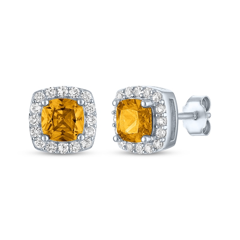 Main Image 3 of Cushion-Cut Citrine & White Lab-Created Sapphire Gift Set Sterling Silver