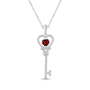 Thumbnail Image 1 of Heart-Shaped Garnet & White Lab-Created Sapphire Key Necklace Sterling Silver 18"
