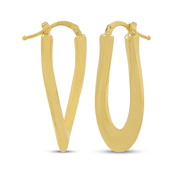 Twist Hoop Earrings Hollow 14K Yellow Gold
