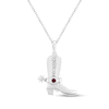 Thumbnail Image 1 of Lab-Created Ruby & White Lab-Created Sapphire Cowboy Boot Necklace Sterling Silver 18"
