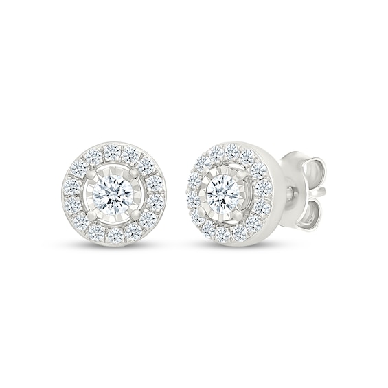 Lab-Grown Diamond Halo Stud Earrings 1/2 ct tw Sterling Silver