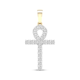 KAY Lab-Grown Diamonds Men's Ankh Charm 1 ct tw 10K Yellow Gold