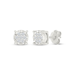 Multi-Diamond Stud Earrings 1/10 ct tw Sterling Silver