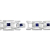 Thumbnail Image 3 of Men's Square-Cut Blue Lab-Created Sapphire Link Bracelet Sterling Silver 8.5"