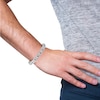 Thumbnail Image 4 of Men's Square-Cut Blue Lab-Created Sapphire Link Bracelet Sterling Silver 8.5"