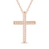 Thumbnail Image 1 of Diamond Pavé Cross Necklace 1/4 ct tw 10K Rose Gold 18"