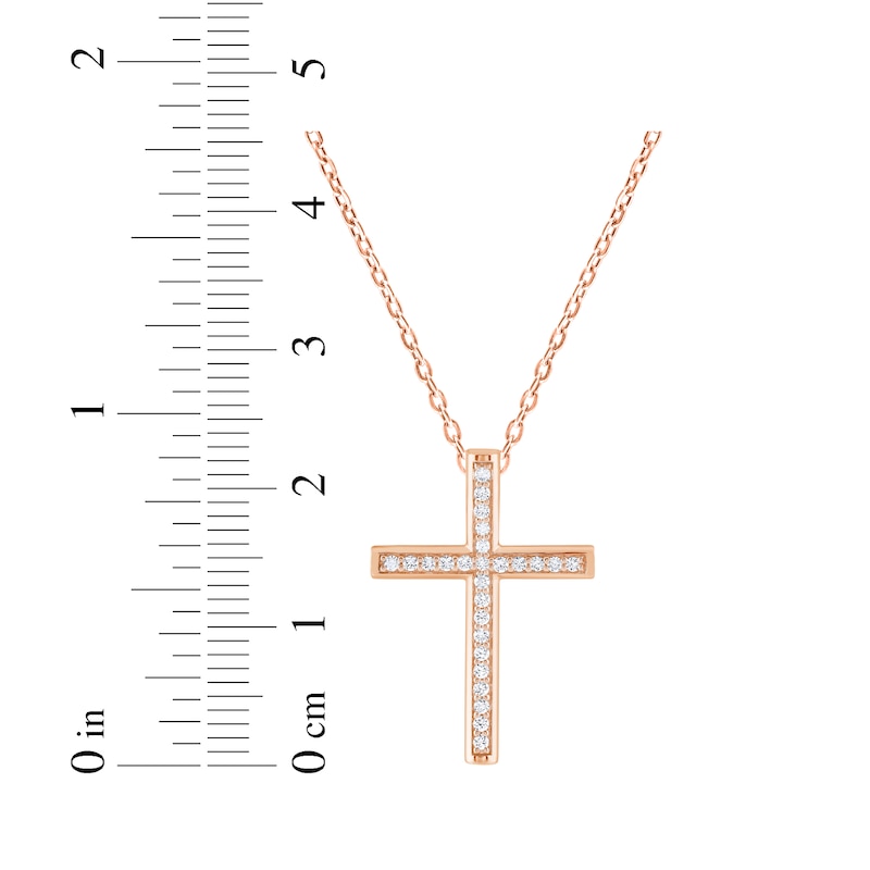 Main Image 3 of Diamond Pavé Cross Necklace 1/4 ct tw 10K Rose Gold 18"