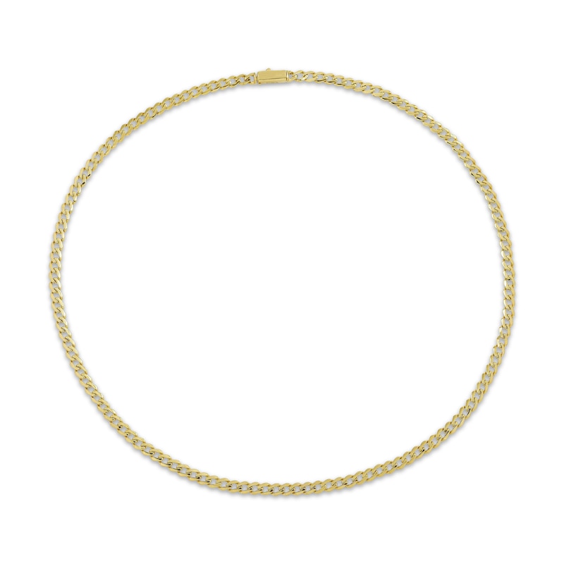 Main Image 1 of 4.5mm Cuban Curb Chain Necklace Semi-Solid 10K Yellow Gold 22"