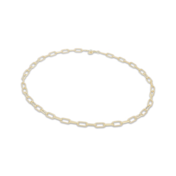 5.3mm Paperclip Chain Necklace Hollow 10K Yellow Gold 18"