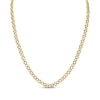 Thumbnail Image 1 of Diamond Alternating Curb Chain Necklace 1/2 ct tw Hollow 10K Yellow Gold 20"