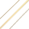 Thumbnail Image 2 of Curb, Herringbone & Paperclip Link Chain Bracelet Set Solid 10K Yellow Gold 7.5"