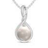 Thumbnail Image 1 of Cultured Pearl & White Lab-Created Sapphire Necklace Sterling Silver 18"