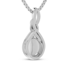 Thumbnail Image 3 of Cultured Pearl & White Lab-Created Sapphire Necklace Sterling Silver 18"