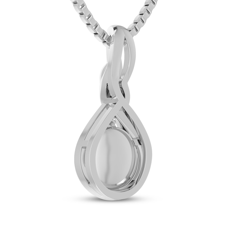 Main Image 3 of Cultured Pearl & White Lab-Created Sapphire Necklace Sterling Silver 18"