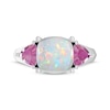 Thumbnail Image 3 of Cushion-Cut White Lab-Created Opal & Pink Lab-Created Sapphire Ring Sterling Silver
