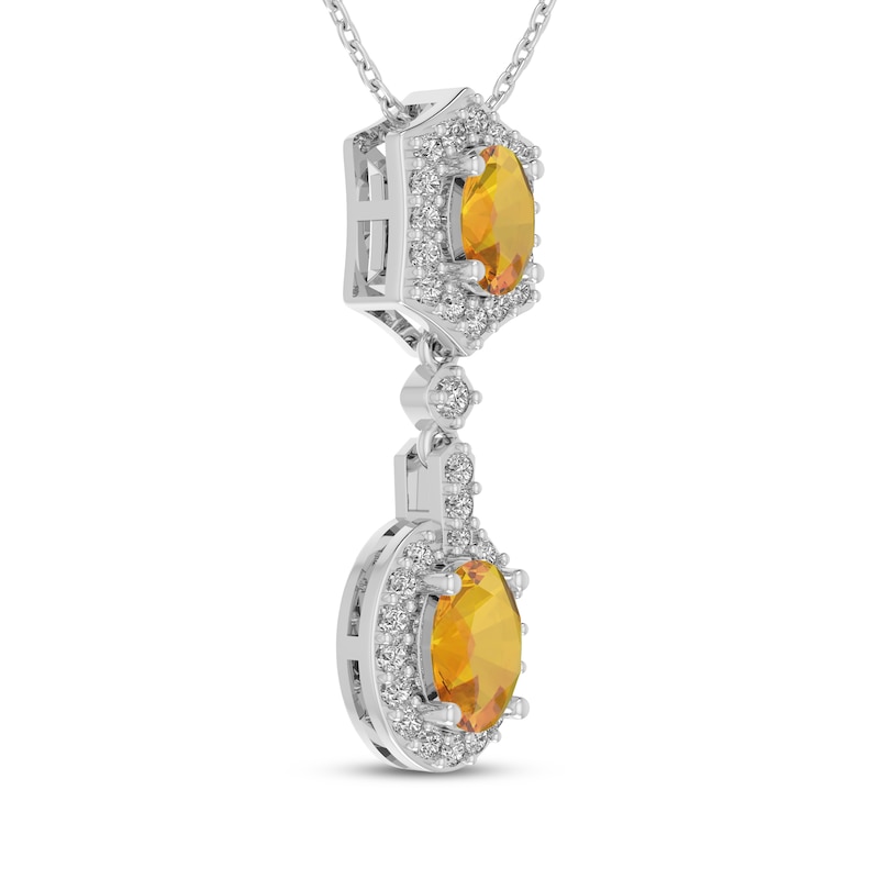 Main Image 2 of Citrine & White Lab-Created Sapphire Drop Necklace Sterling Silver 18"
