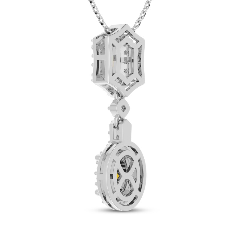Main Image 3 of Citrine & White Lab-Created Sapphire Drop Necklace Sterling Silver 18"