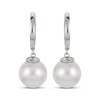 Thumbnail Image 2 of Cultured Pearl Dangle Hoop Earrings Sterling Silver