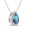 Thumbnail Image 2 of Pear-Shaped Swiss Blue Topaz & White Lab-Created Sapphire Halo Necklace Sterling Silver 18"