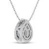 Thumbnail Image 3 of Pear-Shaped Swiss Blue Topaz & White Lab-Created Sapphire Halo Necklace Sterling Silver 18"