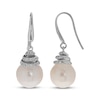 Thumbnail Image 1 of Cultured Pearl & White Lab-Created Sapphire Drop Earrings Sterling Silver
