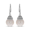 Thumbnail Image 2 of Cultured Pearl & White Lab-Created Sapphire Drop Earrings Sterling Silver