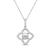 Thumbnail Image 1 of Cultured Pearl & White Lab-Created Sapphire Flower Frame Necklace Sterling Silver 18"