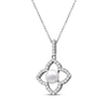 Thumbnail Image 2 of Cultured Pearl & White Lab-Created Sapphire Flower Frame Necklace Sterling Silver 18"