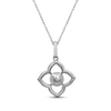 Thumbnail Image 3 of Cultured Pearl & White Lab-Created Sapphire Flower Frame Necklace Sterling Silver 18"