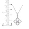 Thumbnail Image 5 of Cultured Pearl & White Lab-Created Sapphire Flower Frame Necklace Sterling Silver 18"
