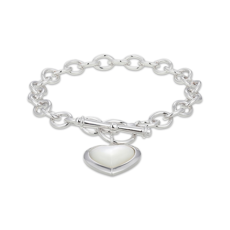 Main Image 2 of Mother-of-Pearl Heart Toggle Bracelet Sterling Silver 7.25"