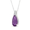 Thumbnail Image 2 of Pear-Shaped Amethyst & White Lab-Created Sapphire Necklace Sterling Silver 18"