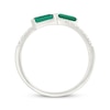 Thumbnail Image 3 of Baguette-Cut Lab-Created Emerald & White Lab-Created Sapphire Bypass Ring Sterling Silver